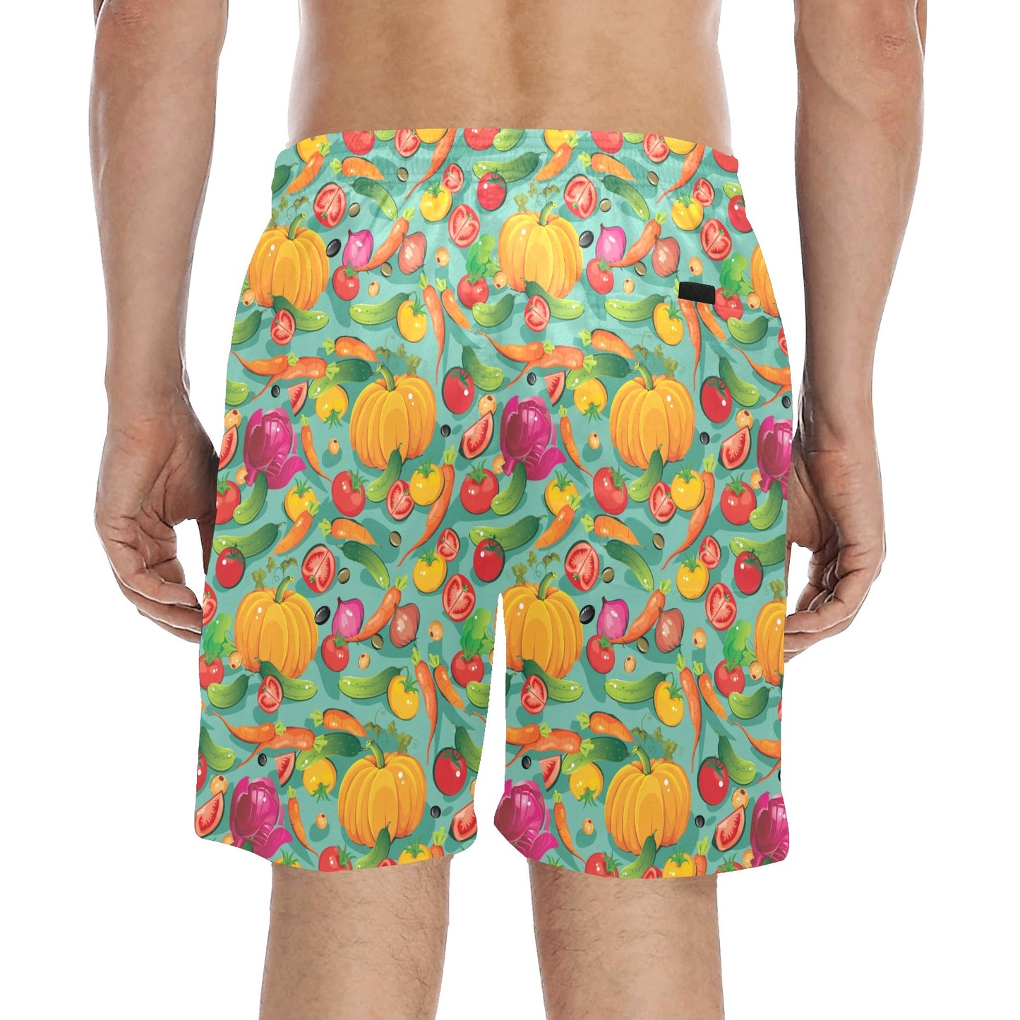 Vegan Colorful Themed Design Print Men's Swim Trunks Beach Shorts
