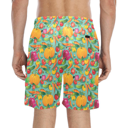 Vegan Colorful Themed Design Print Men's Swim Trunks Beach Shorts