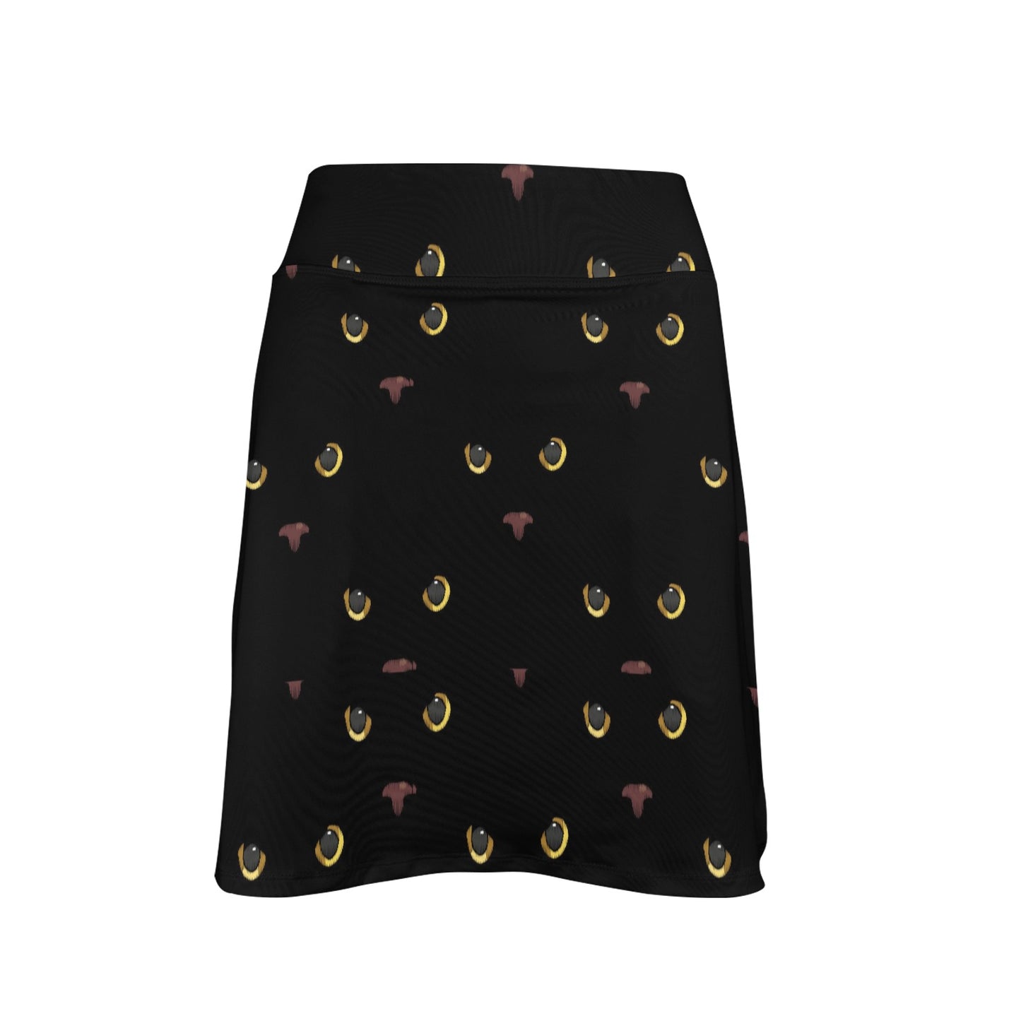 Black Cat Face Print Pattern 17" Golf & Pickleball Skort with Pockets