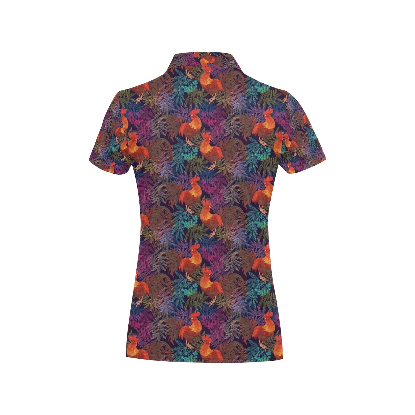 Rooster Print Style Women's Polo Shirt