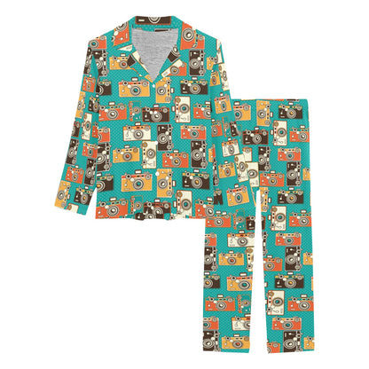 Camera Pattern Print Design 02 Women's Long Pajama Set