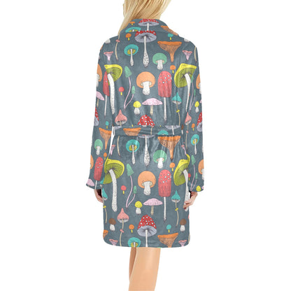 Mushroom Pattern Print Design A03 Women's Fleece Robe