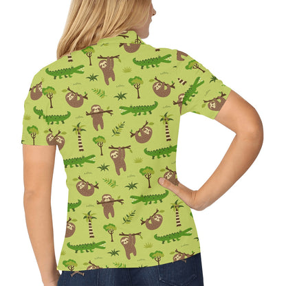 Alligator Pattern Print Design 04 Women's Polo Shirt