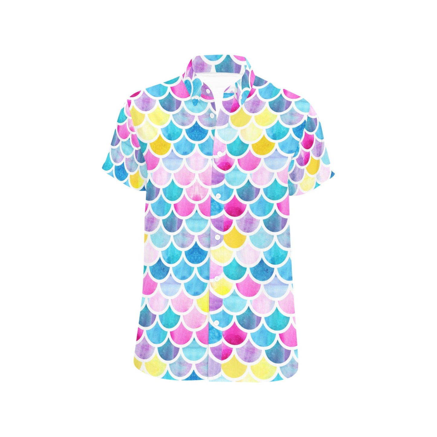 Scales Print Design LKS402 Men Short Sleeve Button Up Shirt