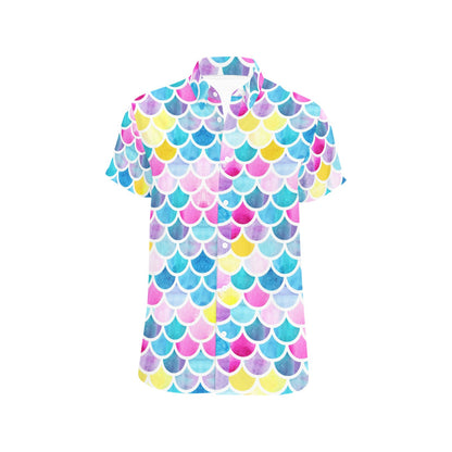 Scales Print Design LKS402 Men Short Sleeve Button Up Shirt