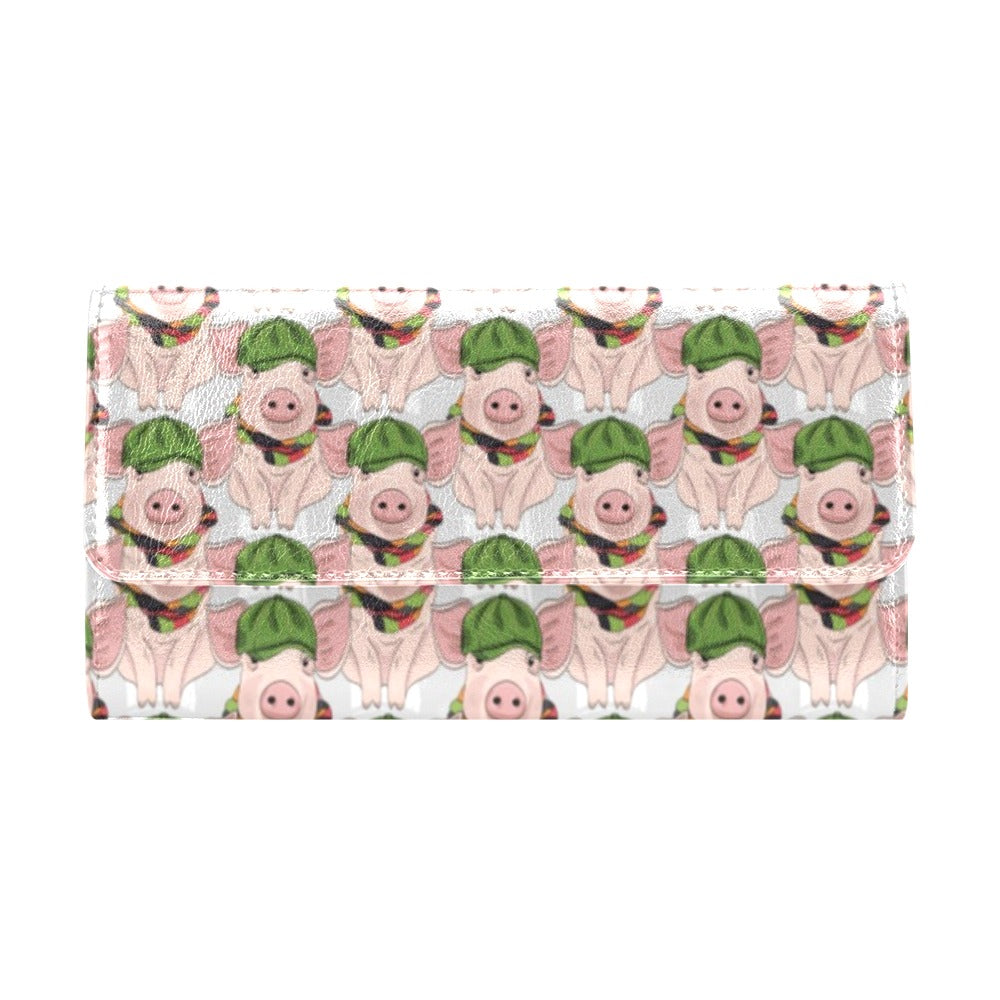 Pig Print Design LKS403 Women's Trifold Wallet