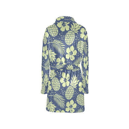Pineapple Pattern Print Design PP07 Women's Fleece Robe
