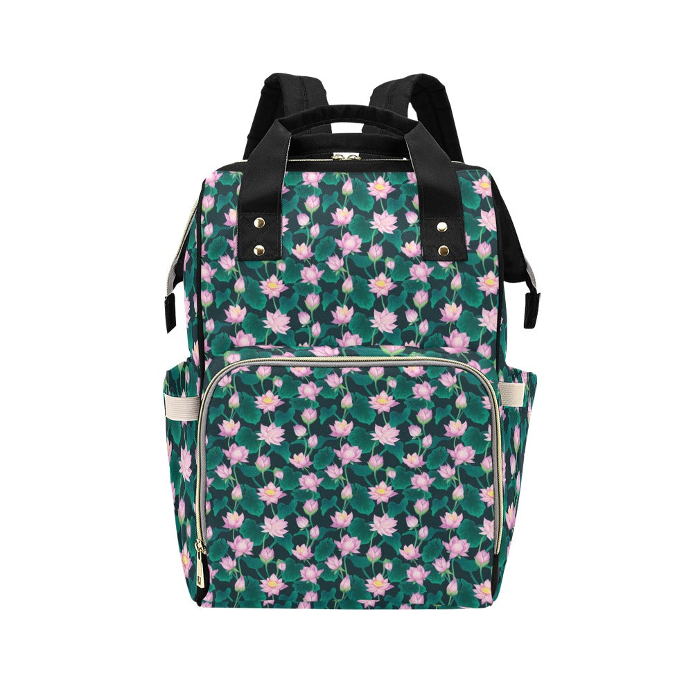 Water Lily Print Design LKS302 Diaper Bag Backpack