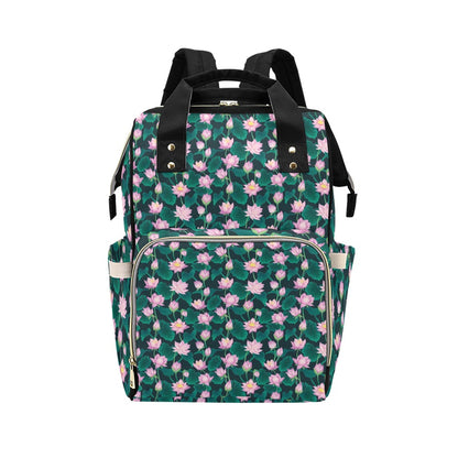 Water Lily Print Design LKS302 Diaper Bag Backpack