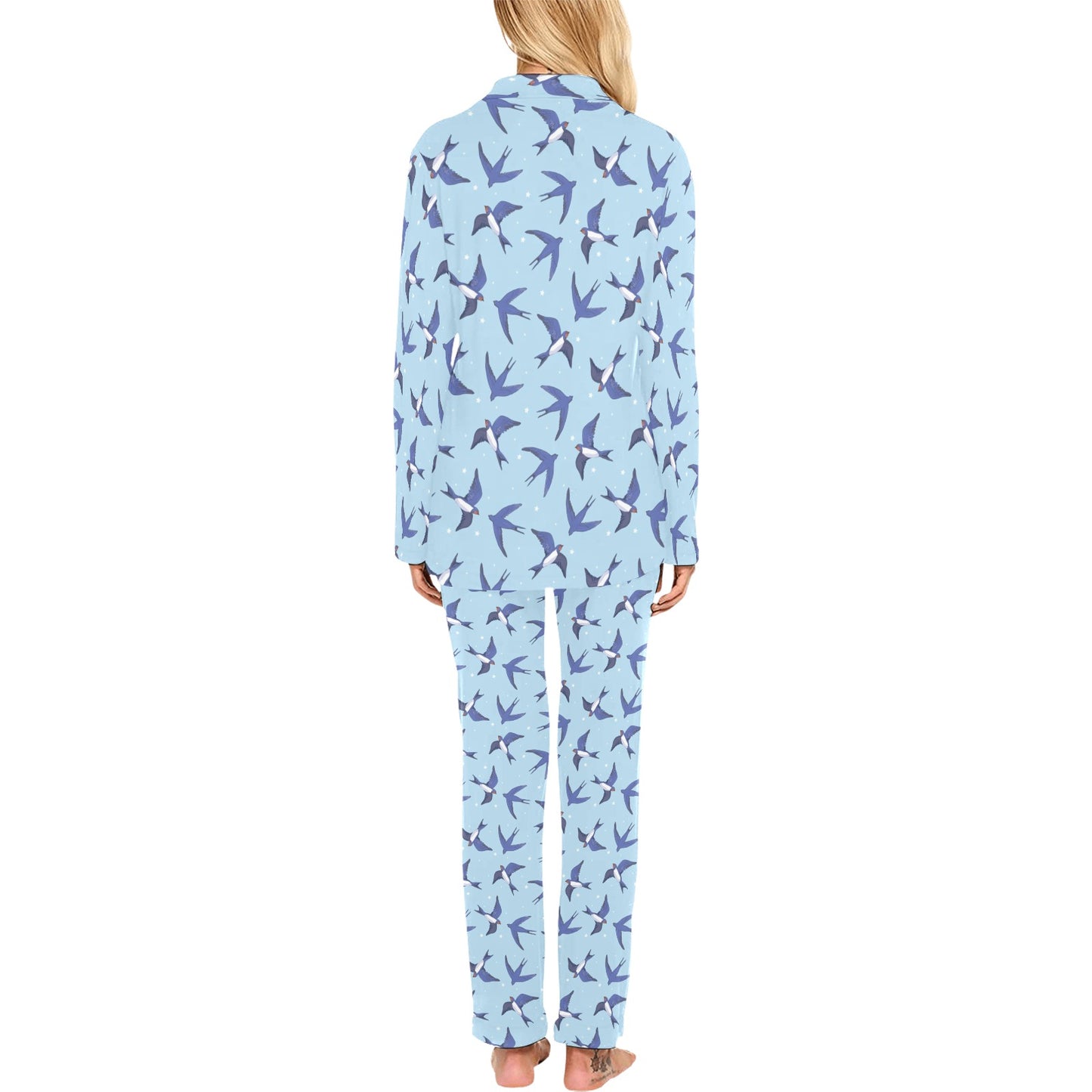 Swallow Bird Pattern Print Design 06 Women's Long Pajama Set