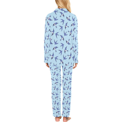 Swallow Bird Pattern Print Design 06 Women's Long Pajama Set