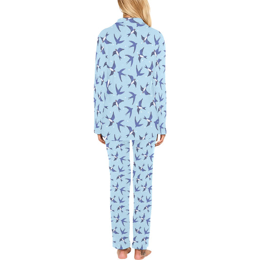 Swallow Bird Pattern Print Design 06 Women's Long Pajama Set
