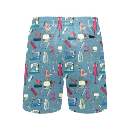 Sewing Equipment Print Design LKS301 Men's Swim Trunks Beach Shorts