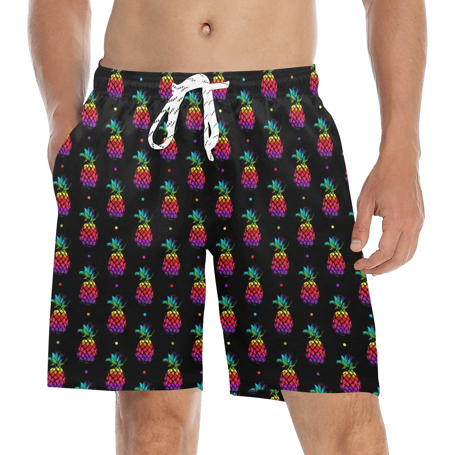 Pineapple Rainbow Dot Print Men's Swim Trunks Beach Shorts