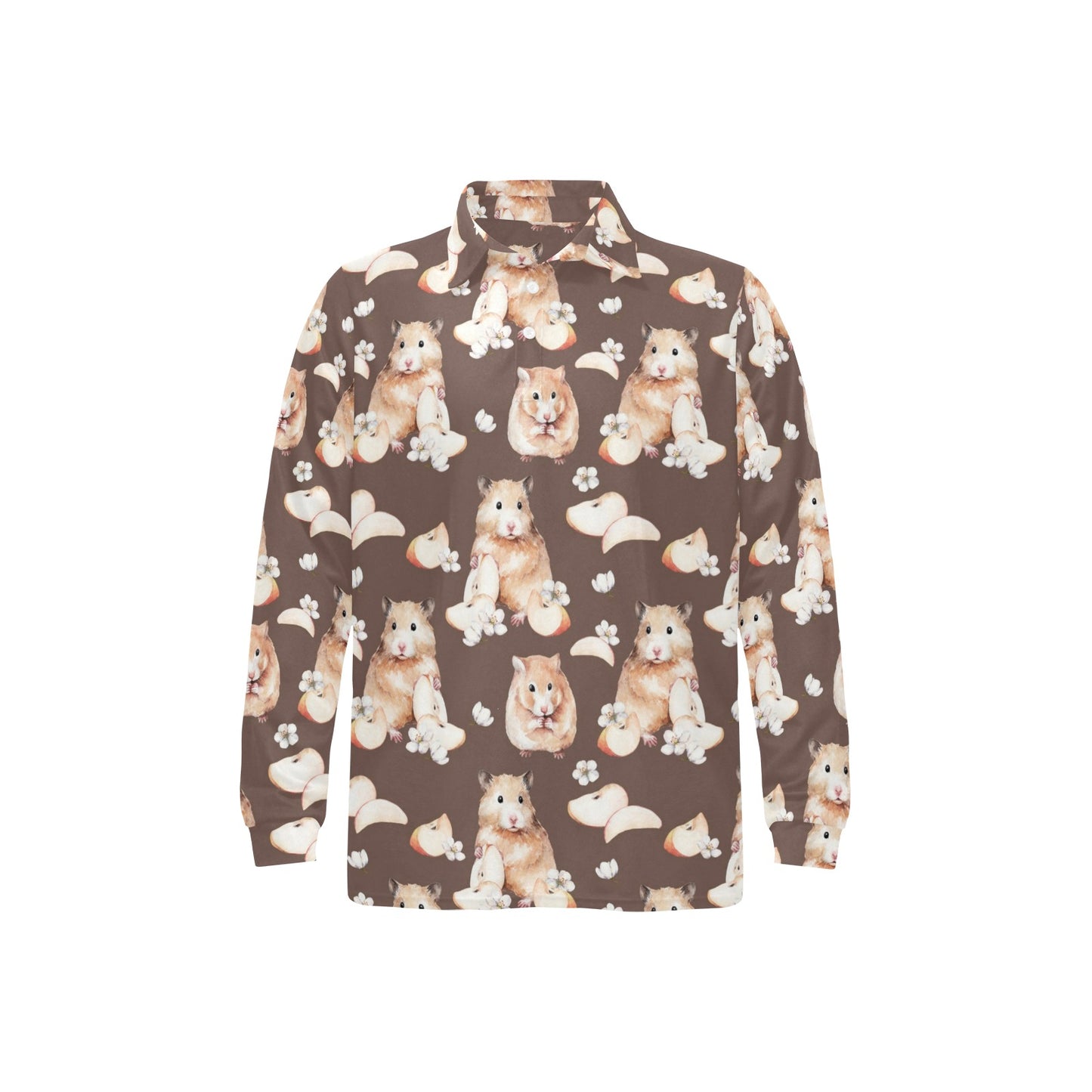 Hamster Pattern Print Design 03 Long Sleeve Polo Shirt For Men's