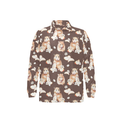 Hamster Pattern Print Design 03 Long Sleeve Polo Shirt For Men's