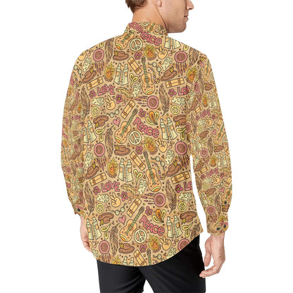 Hippie Print Design LKS305 Men's Long Sleeve Dress Shirt