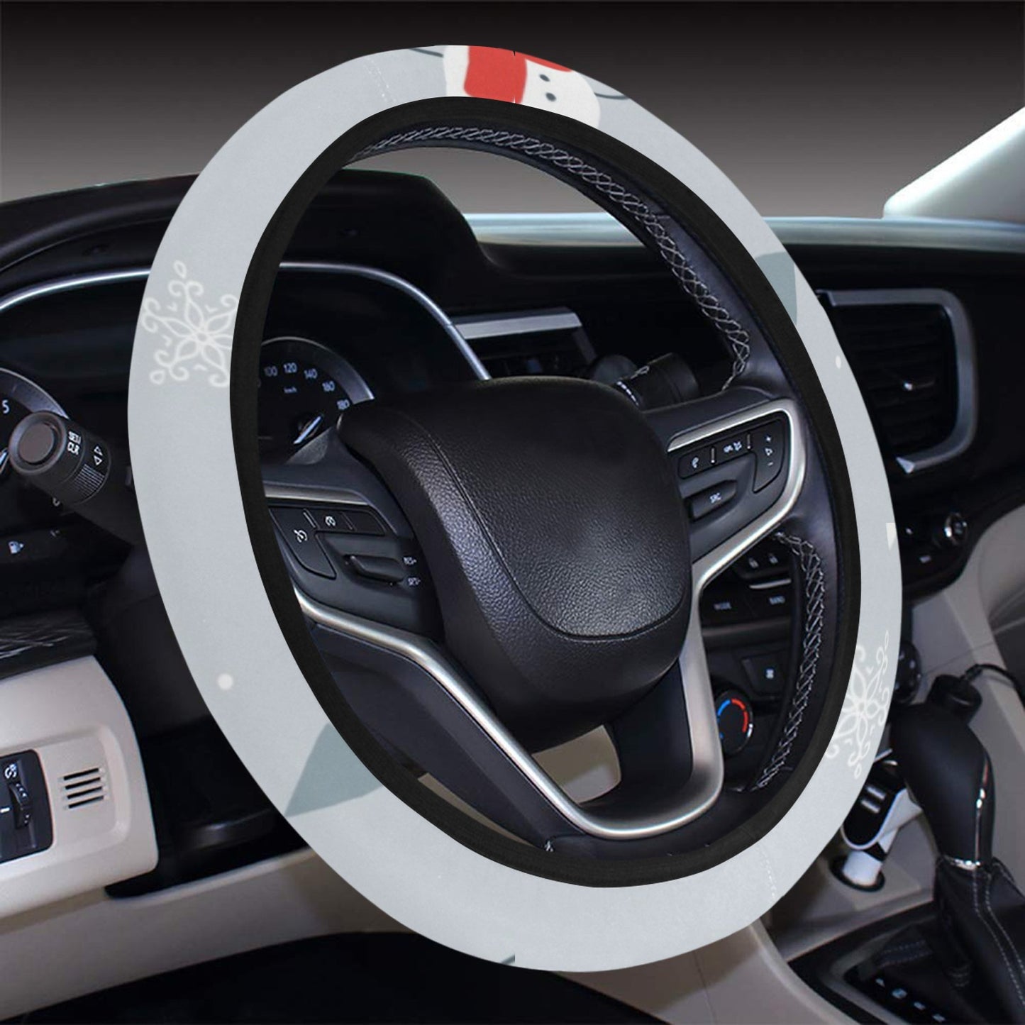Snowman Print Design LKS302 Steering Wheel Cover with Elastic Edge