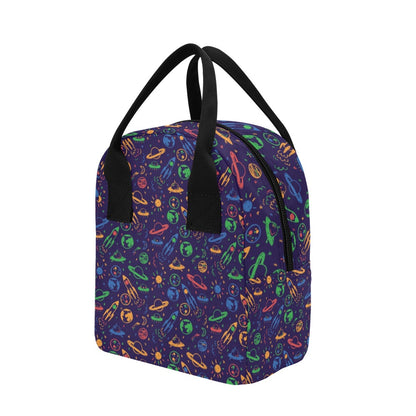 UFO Space Rocket Print Design LKS302 Insulated Lunch Bag