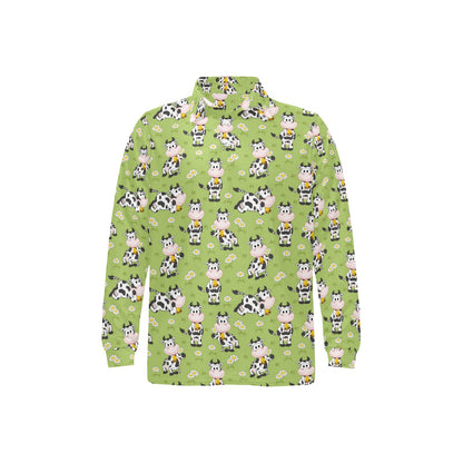 Cattle Print Design LKS401 Long Sleeve Polo Shirt For Men's