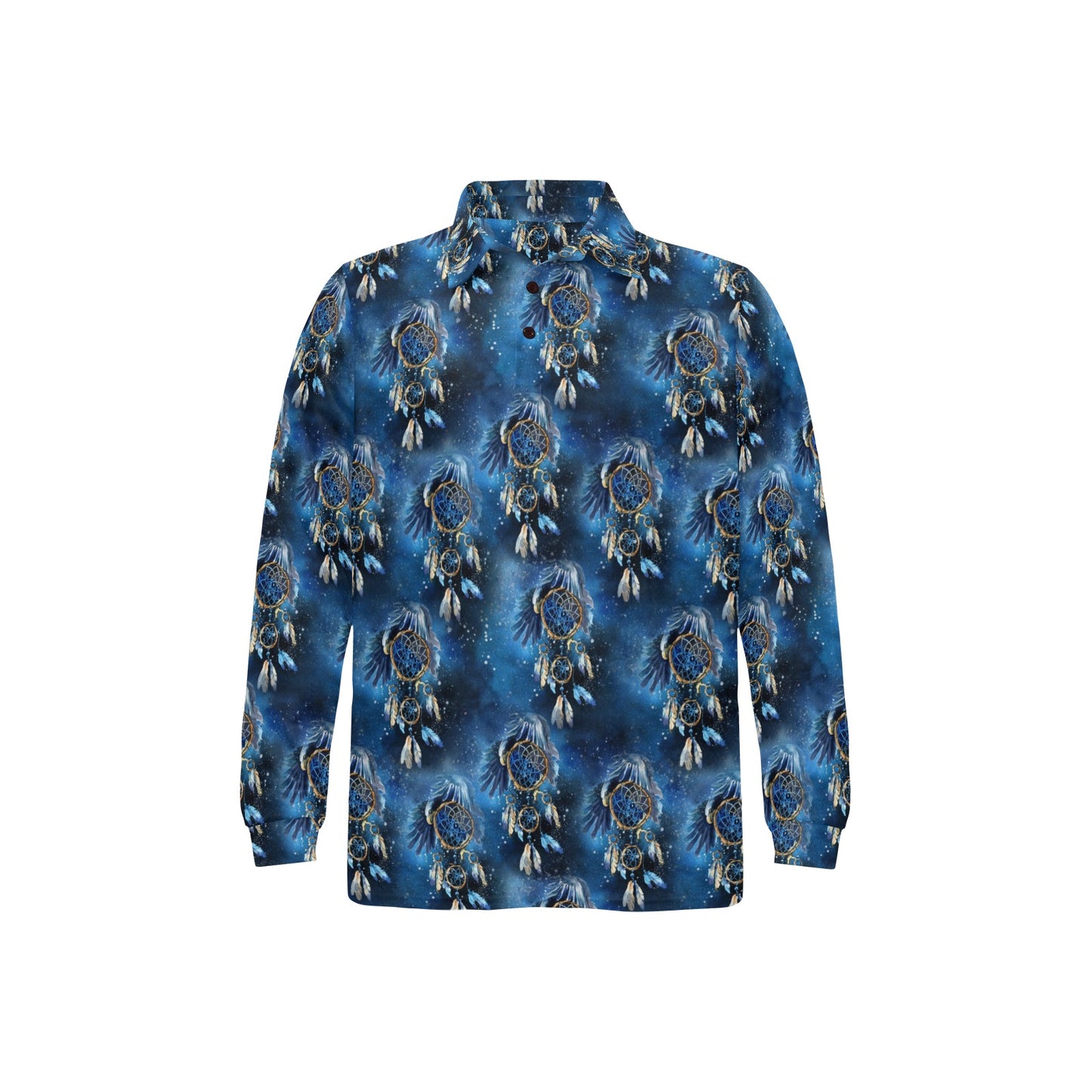 Eagles Dream Catcher Themed Long Sleeve Polo Shirt For Men's