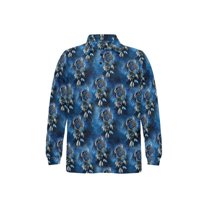 Eagles Dream Catcher Themed Long Sleeve Polo Shirt For Men's