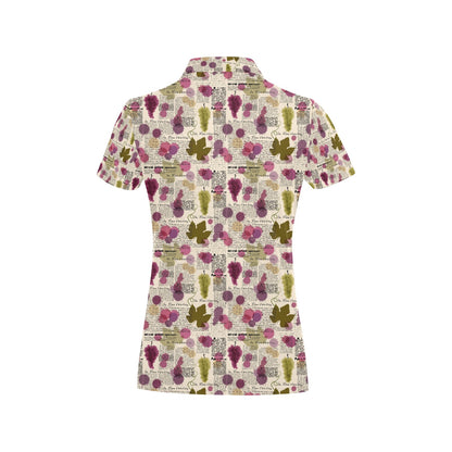 Wine Style Design Print Women's Polo Shirt