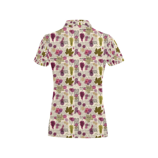 Wine Style Design Print Women's Polo Shirt