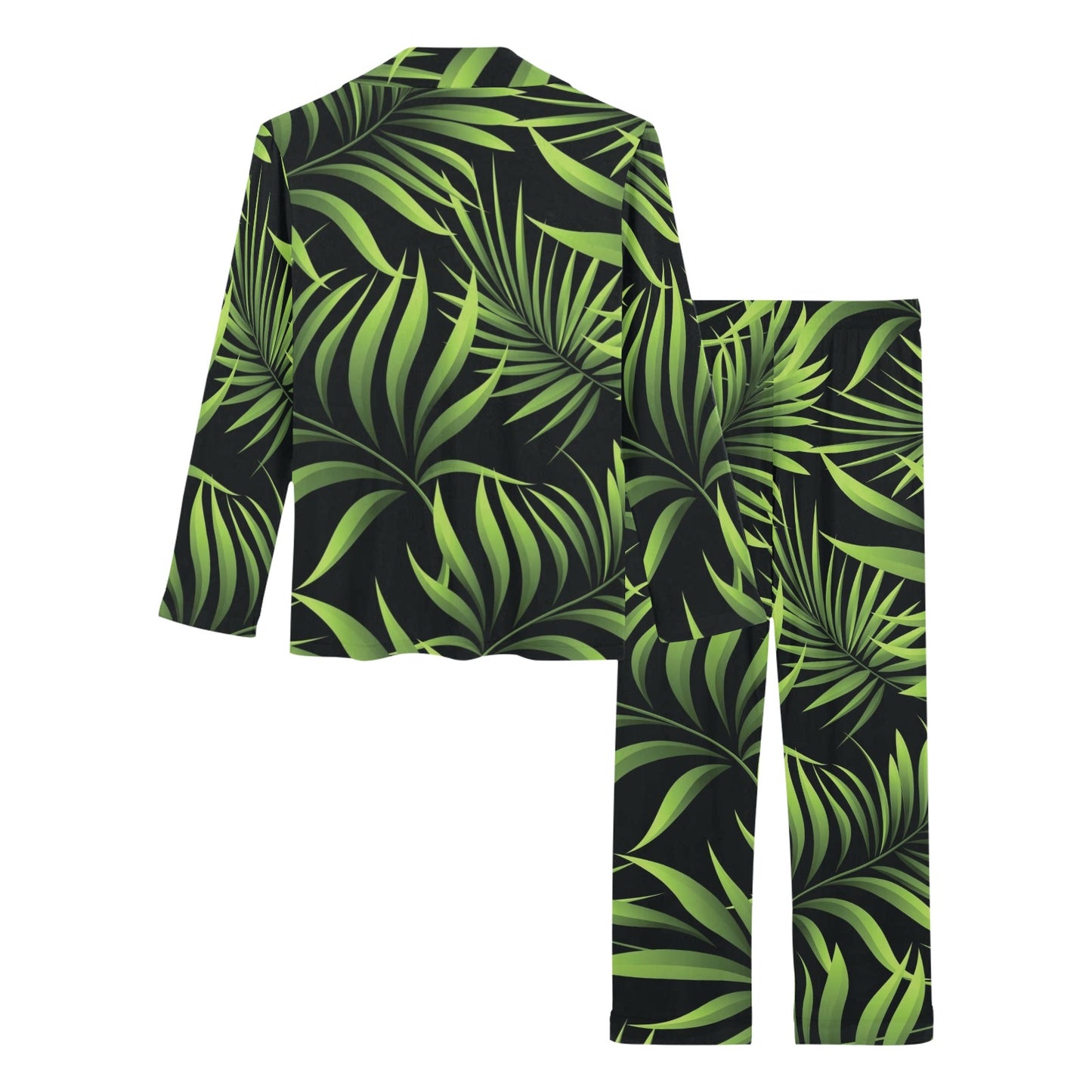 Palm Leaves Pattern Print Design PL07 Women's Long Pajama Set