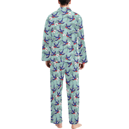 Swallow Bird Pattern Print Design 02 Men's Long Pajama Set