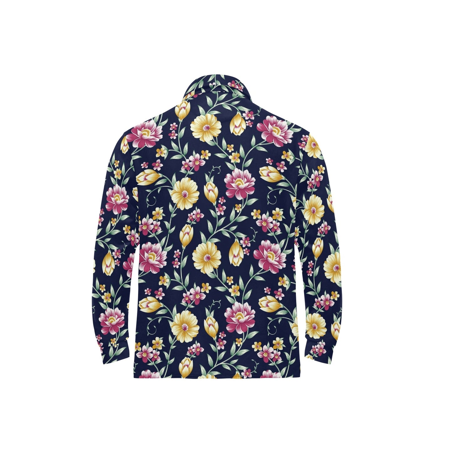 Gerberas Pattern Print Design GB03 Long Sleeve Polo Shirt For Men's