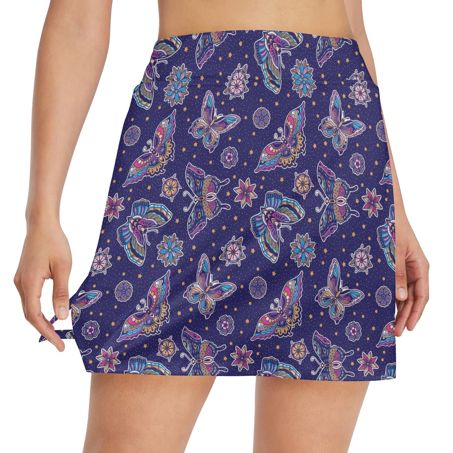 Butterfly Print Design LKS303 17" Golf & Pickleball Skort with Pockets