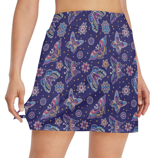 Butterfly Print Design LKS303 17" Golf & Pickleball Skort with Pockets