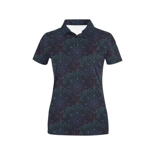 Boho Floral Mandala Women's Polo Shirt