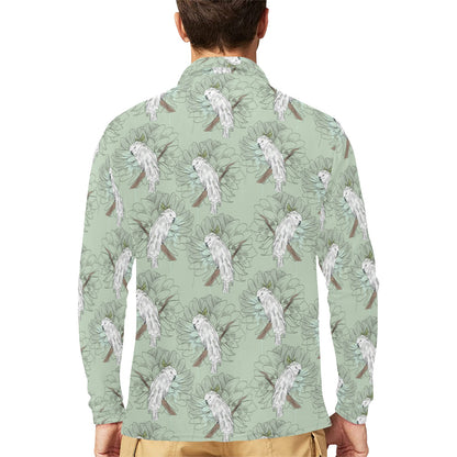 Cockatiel Pattern Print Design 01 Long Sleeve Polo Shirt For Men's
