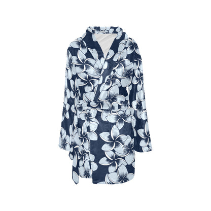 Plumeria Pattern Print Design A02 Women's Fleece Robe