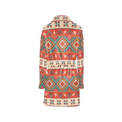 Aztec Red Print Pattern Women's Fleece Robe