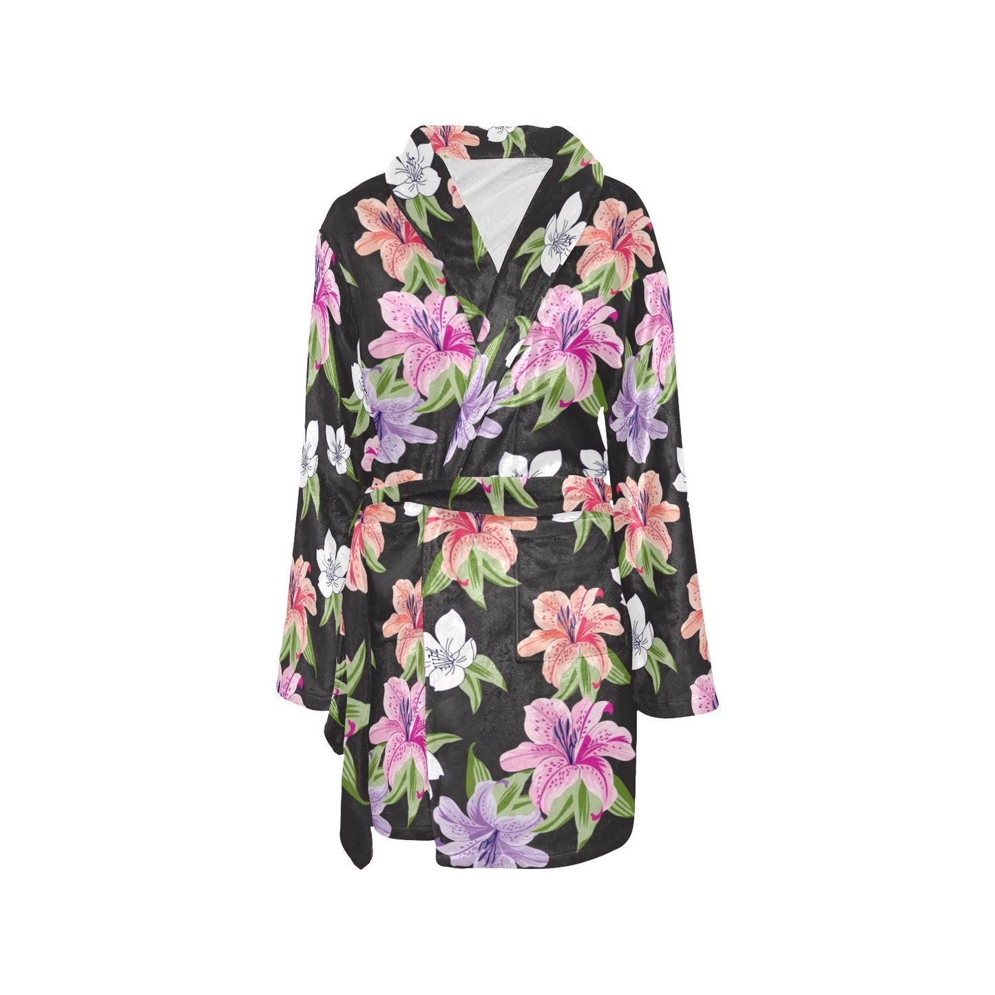 Lily Pattern Print Design LY02 Women's Fleece Robe