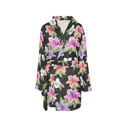 Lily Pattern Print Design LY02 Women's Fleece Robe
