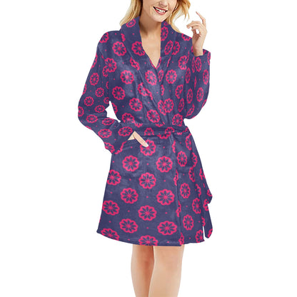 Water Lily Print Design LKS301 Women's Fleece Robe