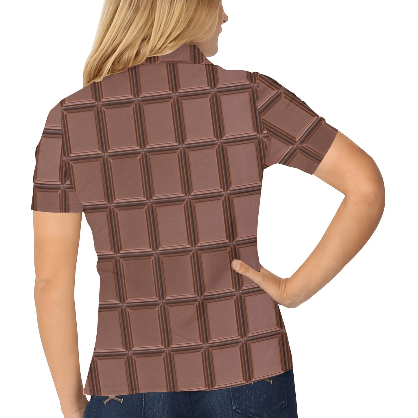 Chocolate Pattern Print Design 03 Women's Polo Shirt