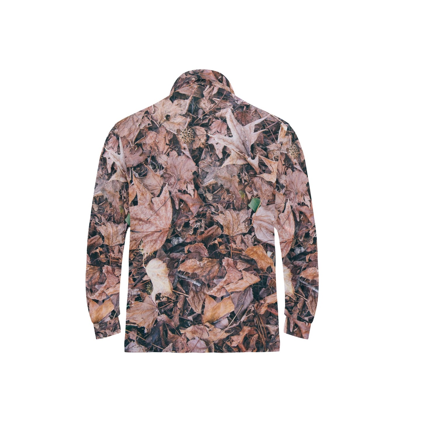 Camouflage Realistic Tree Leaf Print Long Sleeve Polo Shirt For Men's