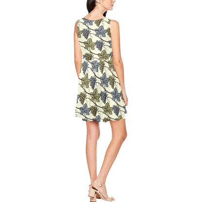 Grape Pattern Print Design GP03 Sleeveless Dress