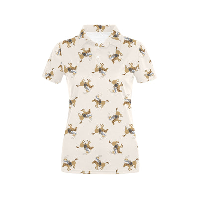 Cowboy Pattern Print Design 01 Women's Polo Shirt