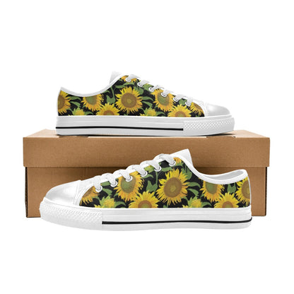 Sunflower Print Design LKS302 Women's White Low Top Shoes