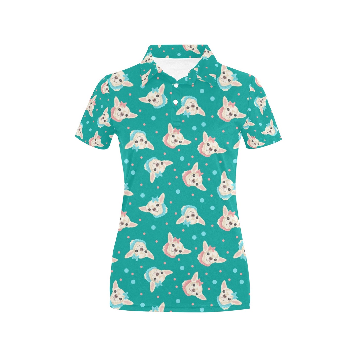 Chihuahua Polka Dot Pattern Women's Polo Shirt