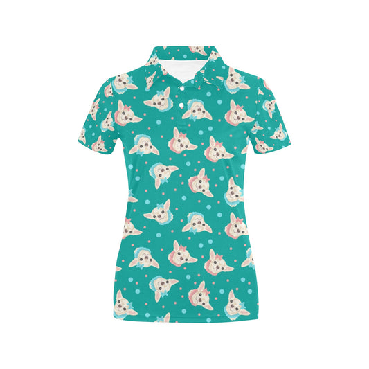 Chihuahua Polka Dot Pattern Women's Polo Shirt
