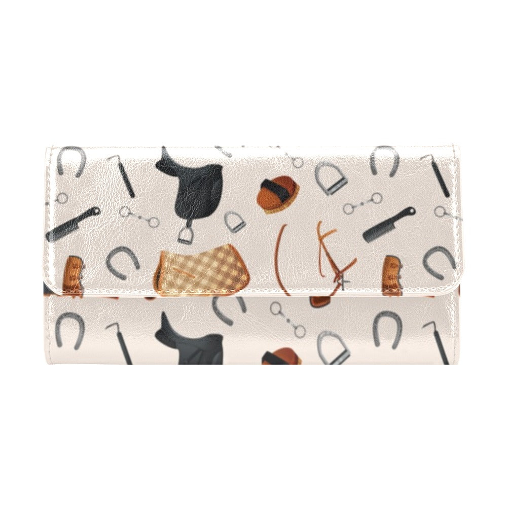 Equestrian Equipment Print Pattern Women's Trifold Wallet
