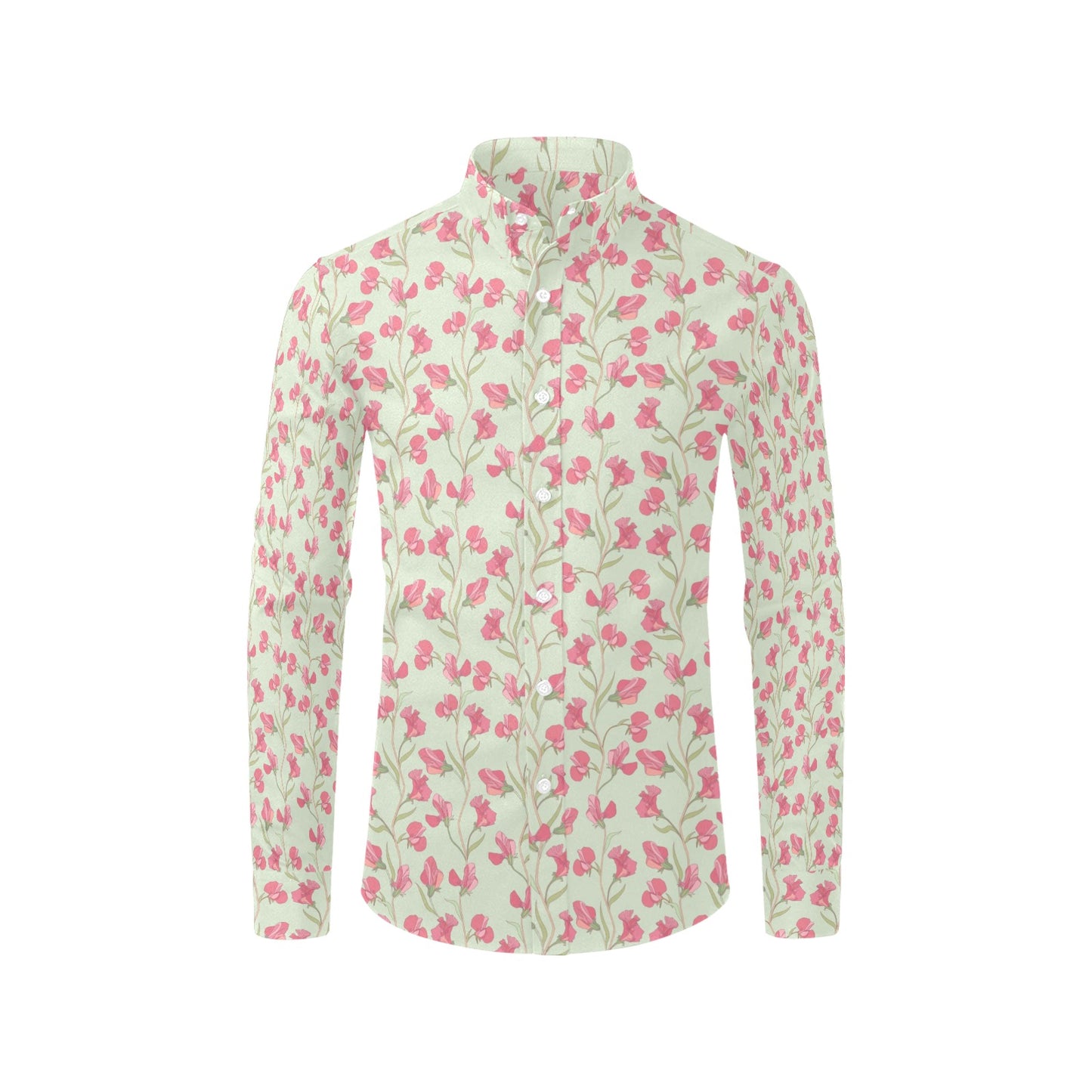 Sweet Pea Print Design LKS301 Men's Long Sleeve Dress Shirt