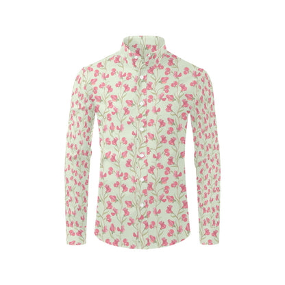 Sweet Pea Print Design LKS301 Men's Long Sleeve Dress Shirt